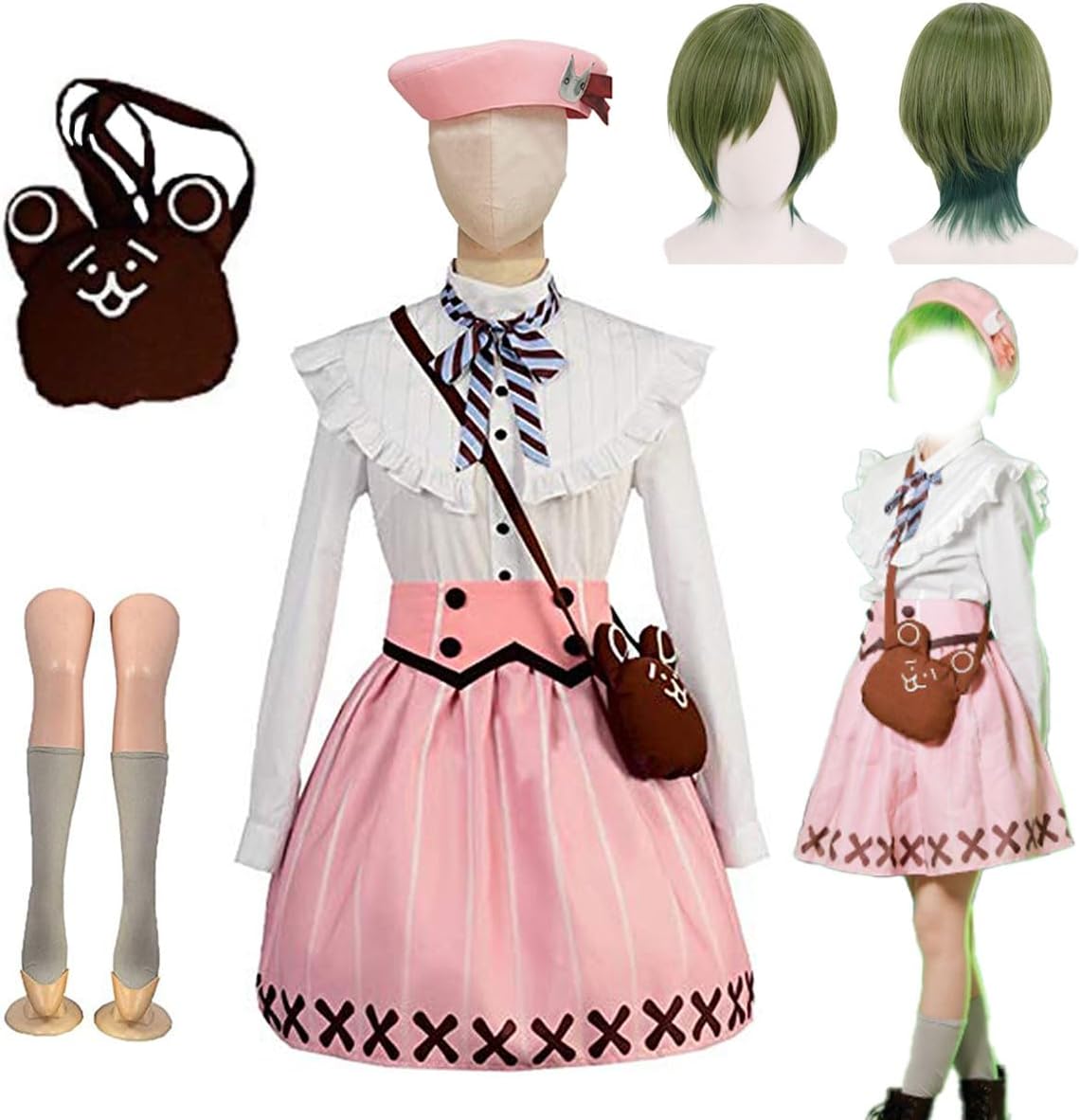 ACOS ニューダンガンロンパV3 白銀つむぎ コスプレ 衣装 ウィッグ付き